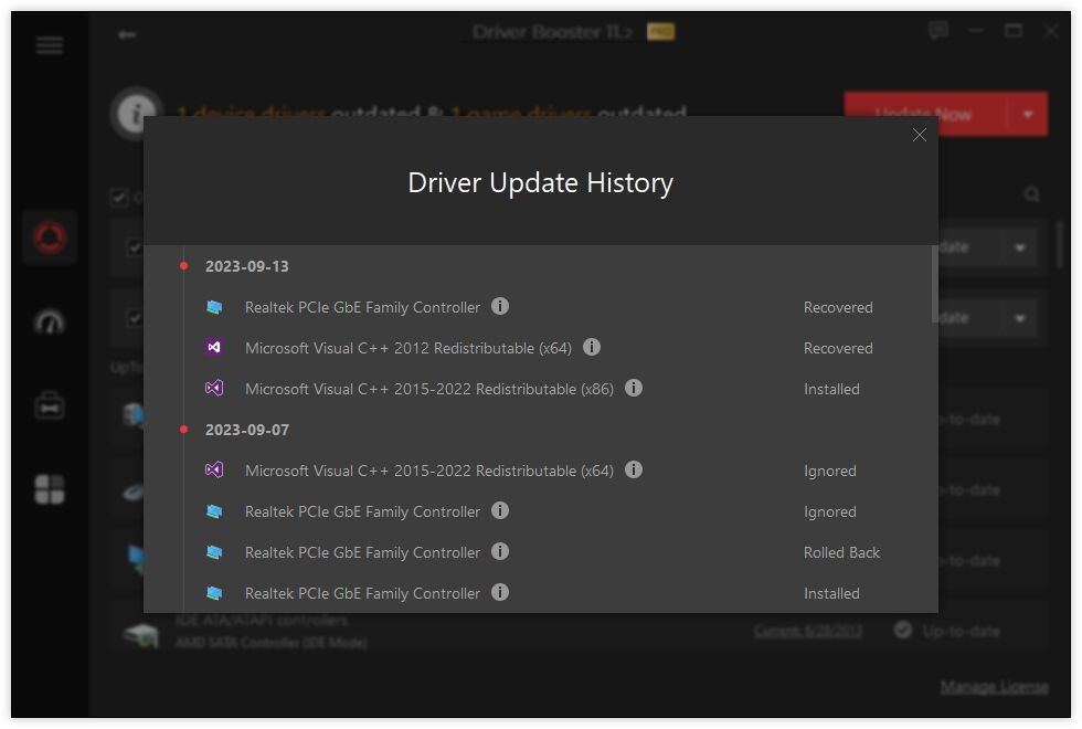 driver update history
